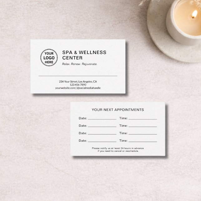 Tarjeta De Citas Bienestar de Spa Moderno (Modern Spa Wellness Appointment Card)