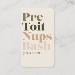 Tarjeta De Citas Billete de Bash de Nups Pre-Toit