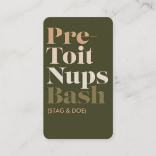 Tarjeta De Citas Billete de Bash de Nups Pre-Toit