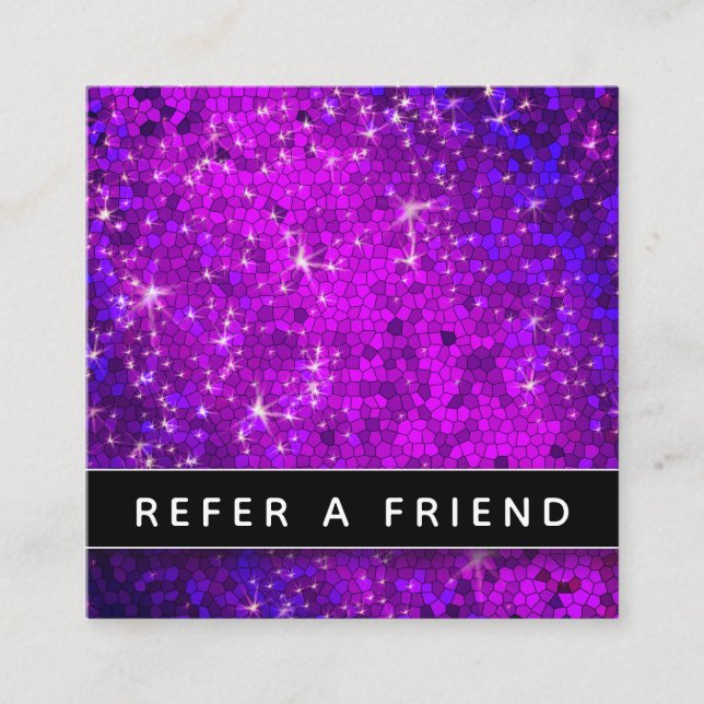 Tarjeta De Citas Black and White Business Purple Purpurina Salon Sp (Anverso)