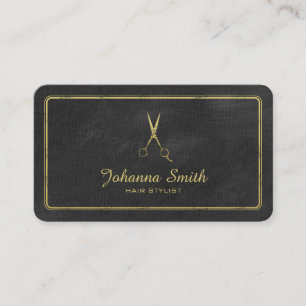 Tarjeta De Citas Black Canvas Golden Scissors Hair Stylist Business