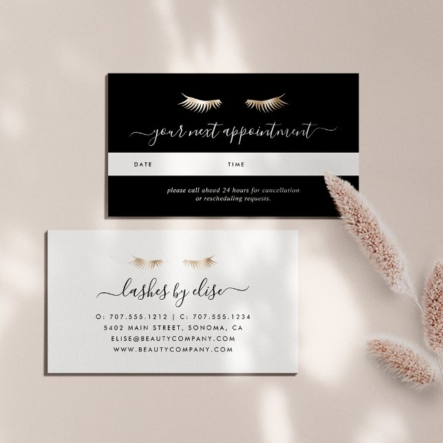 Tarjeta De Citas Black & Gold Lashes Appointment Cards (Subido por el creador)