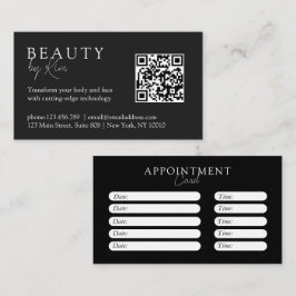 Tarjeta De Citas Black & White Minimal Elegant Salon