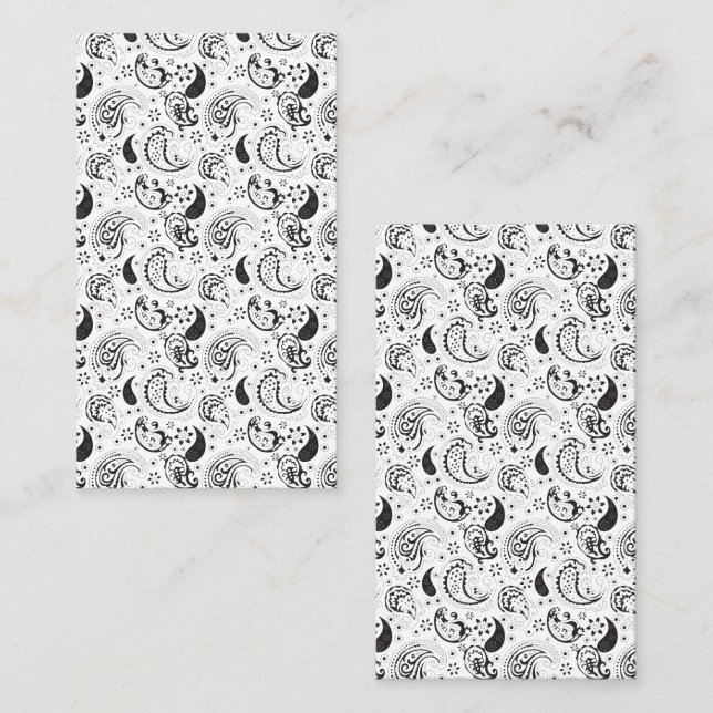 Tarjeta De Citas Black & White Paisley Pattern –Elegant Textile Art (Anverso / Reverso)