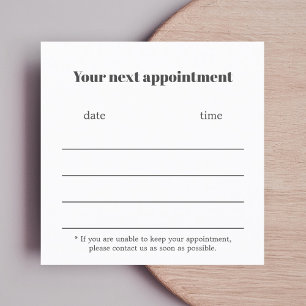 Tarjeta De Citas Blanco gris oscuro y elegante minimalista