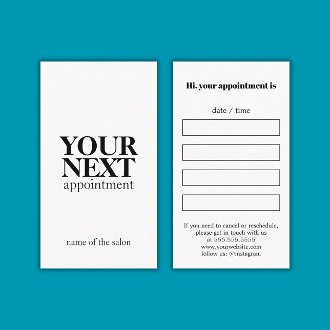 Tarjeta De Citas Blanco negro minimalista negrita (Subido por el creador)