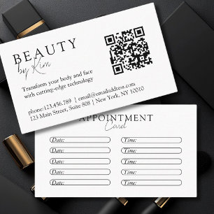 Tarjeta De Citas Blanco y negro, minimalista, elegante, salón
