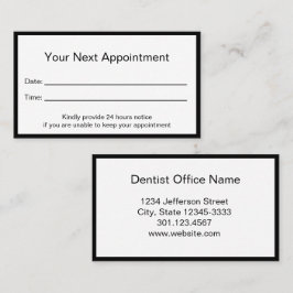 Tarjeta De Citas Blanco y negro simple tu próximo dentista