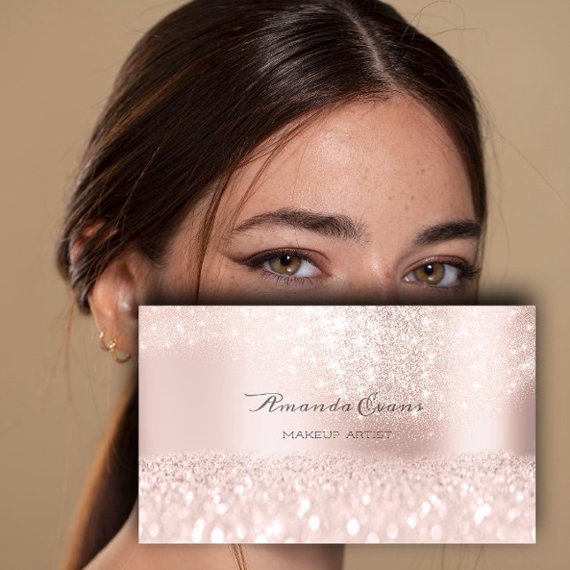 Tarjeta De Citas Blog de moda de artista de maquillaje de Purpurina (Sparkly Pink Glitter Makeup Artist Fashion Blog Appointment Card )