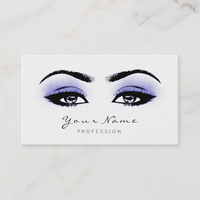Tarjeta De Citas Blue Indigo Makeup Lashes Extensión Blanco Negro (Anverso)
