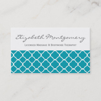 Tarjeta De Citas Blue Quatrefoil Modern Nombration Business Crd