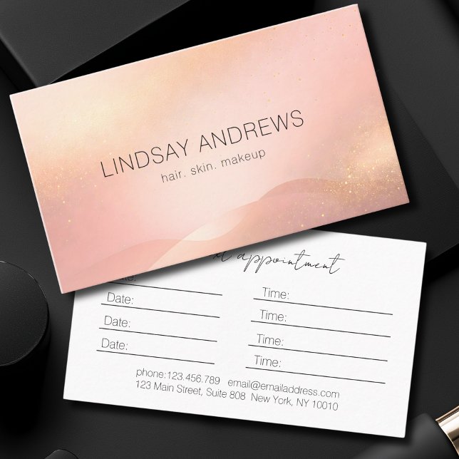 Tarjeta De Citas Blush Gold Glow Gradient Salon Salon (Blush Gold Glow Gradient Salon Salon Appointment Card)