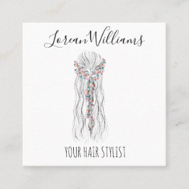 Tarjeta De Citas Boda Boho simple Hair Estilista Flor romántica