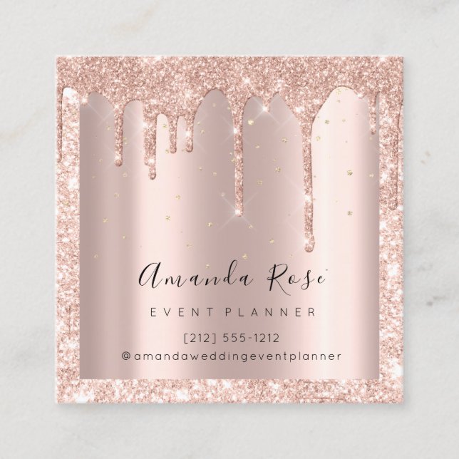 Tarjeta De Citas Boda de eventos Planificador Rosa de Oro Confetti  (Anverso)