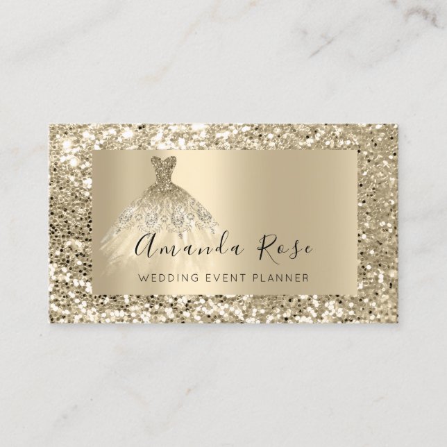 Tarjeta De Citas Boda de oro Champaign  Planner Fashion VIP (Anverso)