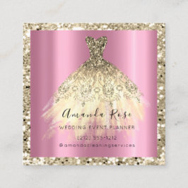 Tarjeta De Citas Boda Evento Planner Orquídea Purpurina de oro