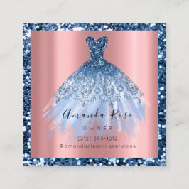 Tarjeta De Citas Boda Rosa  Purpurina Azul