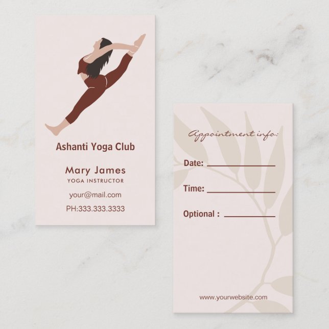 Tarjeta De Citas Boho Terracotta Earthy Yoga Instructor (Anverso / Reverso)