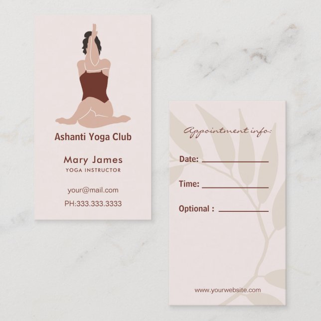 Tarjeta De Citas Boho Terracotta Earthy Yoga Instructor (Anverso / Reverso)