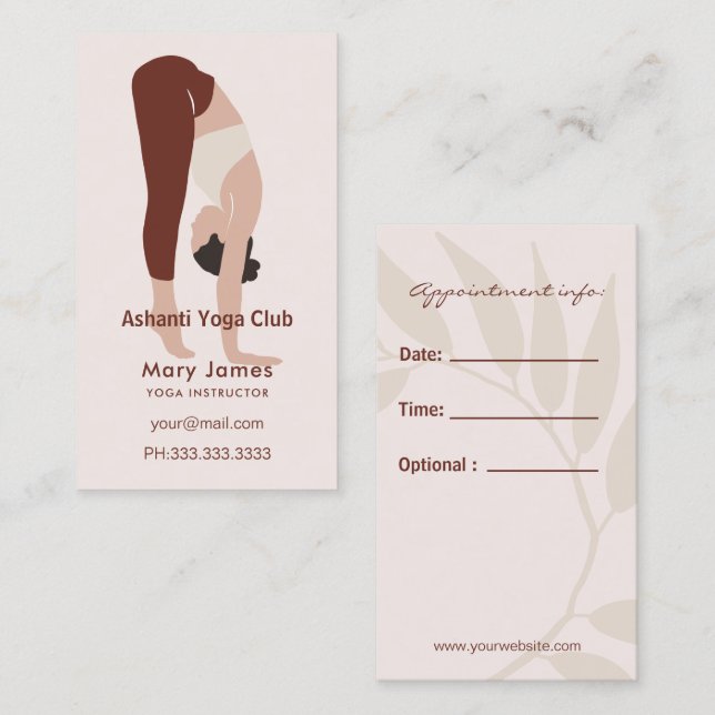 Tarjeta De Citas Boho Terracotta Earthy Yoga Instructor (Anverso / Reverso)