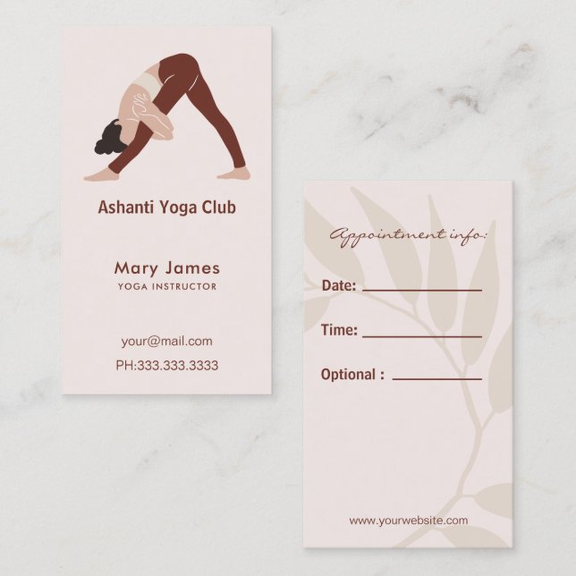 Tarjeta De Citas Boho Terracotta Earthy Yoga Instructor (Anverso / Reverso)