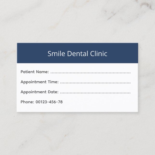Tarjeta De Citas Bold Header Dental Appointment Card (Anverso)