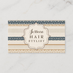Tarjeta De Citas Bonito Neutral White Lace Hair Stylist