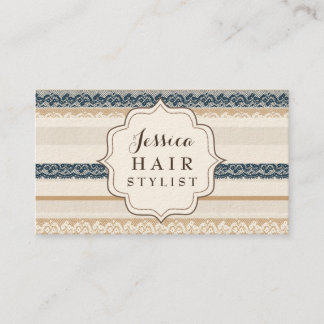 Tarjeta De Citas Bonito Neutral White Lace Hair Stylist