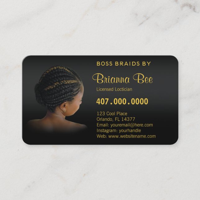Tarjeta De Citas Braider Braiders de América Africana (Anverso)