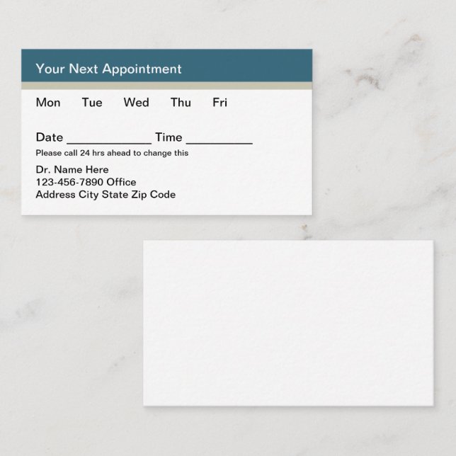 Tarjeta De Citas Budget Medical Appointment Cards Template (Anverso / Reverso)