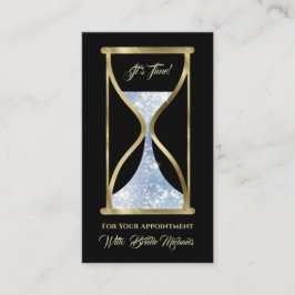 Tarjeta De Citas Cabello de vidrio y maquillaje del Purpurina azul 