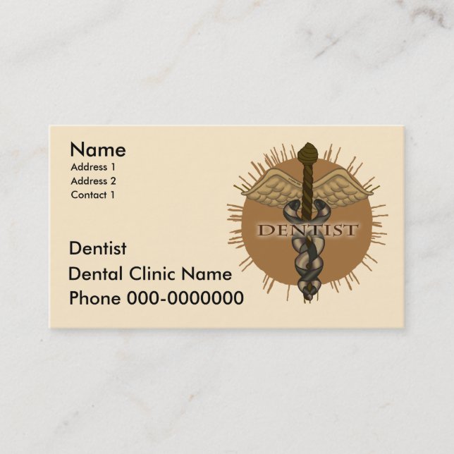 Tarjeta De Citas Caduceo de dentista (Anverso)