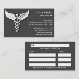 Tarjeta De Citas Caduceto blanco blanco limpio Detallado Caduceto C