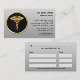 Tarjeta De Citas Caduceto Médico Profesional Oro