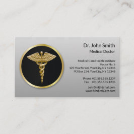 Tarjeta De Citas Caduceto Médico Profesional Oro