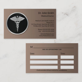 Tarjeta De Citas Caduceto médico profesional plateado
