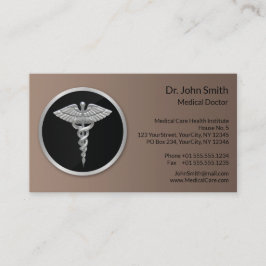 Tarjeta De Citas Caduceto médico profesional plateado