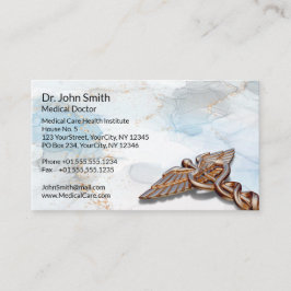 Tarjeta De Citas Caduceus Copper Rosa Gold Mármol de lujo médico