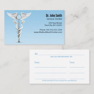 Tarjeta De Citas Caduceus White Dental Mirror Toothcel Médico