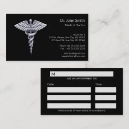 Tarjeta De Citas Caducto con clase de plata médica en negro