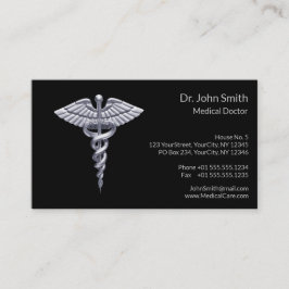 Tarjeta De Citas Caducto con clase de plata médica en negro