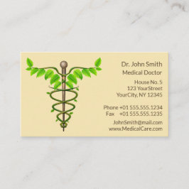 Tarjeta De Citas Caducto médico alternativo Verde deja beige