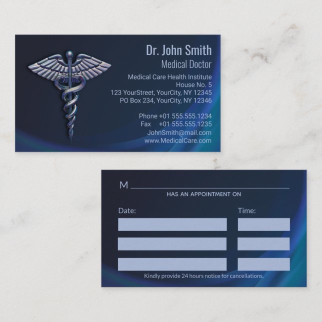 Tarjeta De Citas Caducto oscuro cromado Holográfico 3D Medicina (Anverso / Reverso)