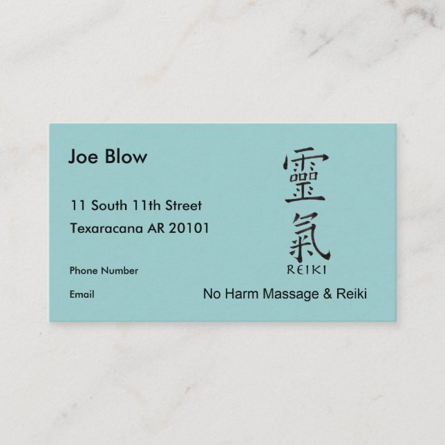 Tarjeta De Citas Carácter de kanji para REIKI (Anverso)