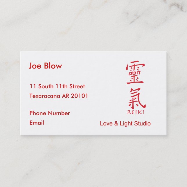 Tarjeta De Citas Carácter de kanji para REIKI (Anverso)