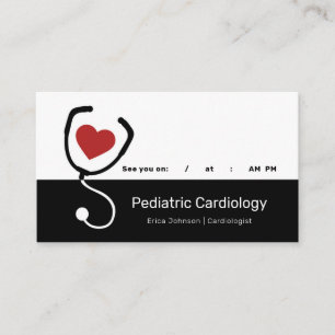 Tarjeta De Citas Cardiólogo Pediátrico Corazón Con Stethoscope