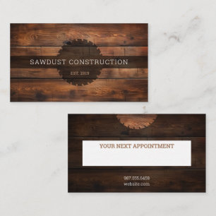 Tarjeta De Citas Carpintero de construcción Madera madera oscura rú