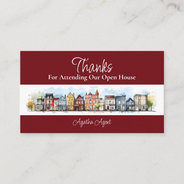 Tarjeta De Citas Casa Abierta Inmobiliaria Gracias Burgandy (Anverso)