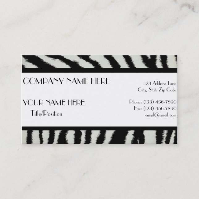 Tarjeta De Citas Cebra (Anverso)