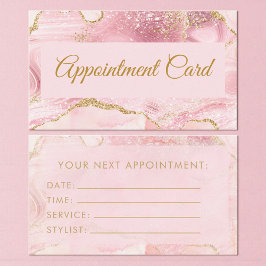 Tarjeta De Citas Chic Blush Pink Gold Agate Marble Appointment Card